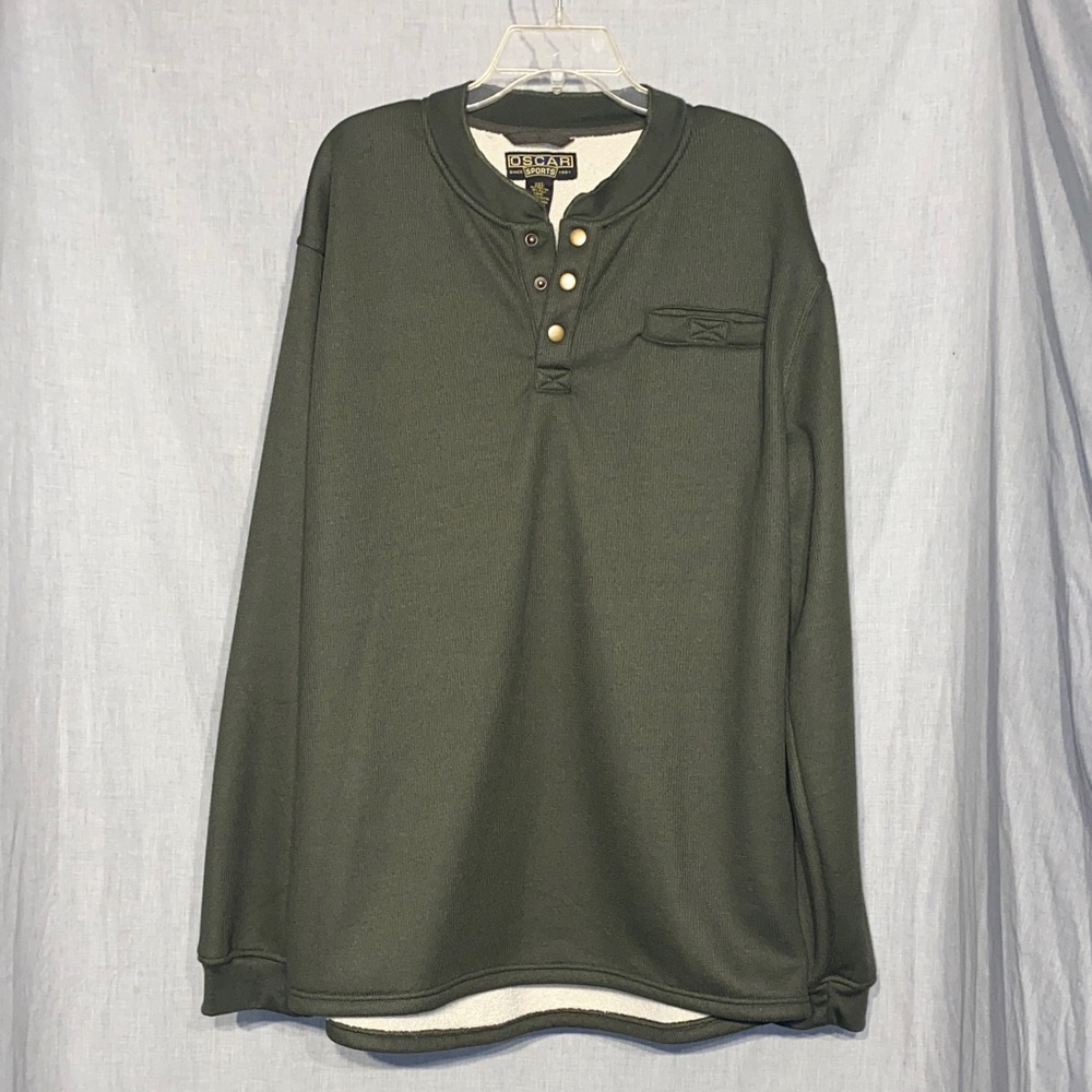 Olive Green Men's Henley Sweatshirt